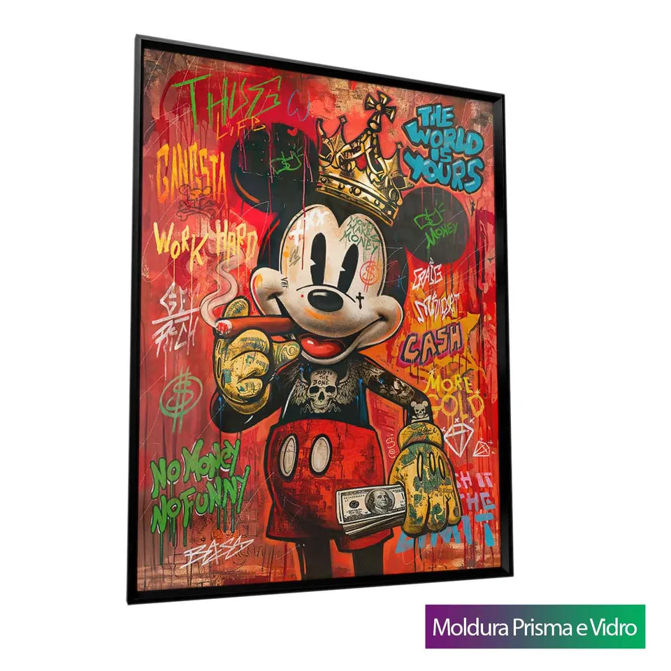 Quadro Mouse Gângster com moldura Prisma e vidro