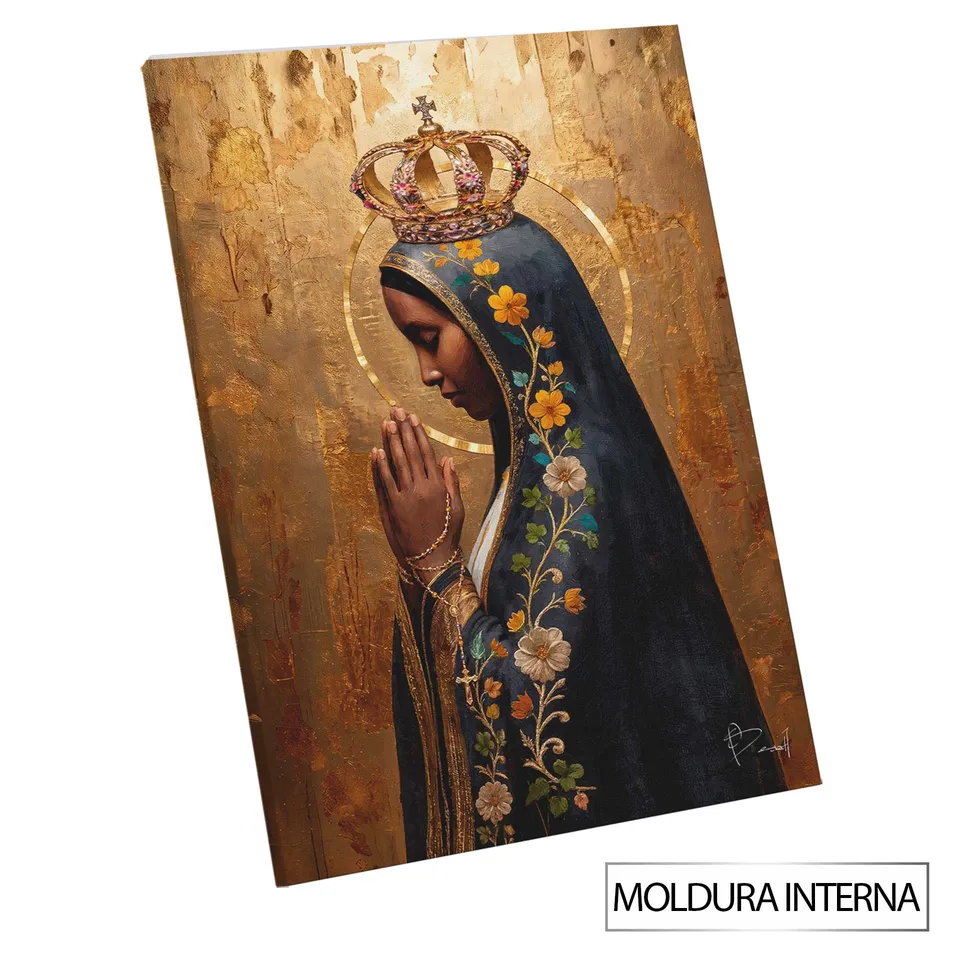 Quadro Nossa Senhora Aparecida Encanto Dourado com moldura interna