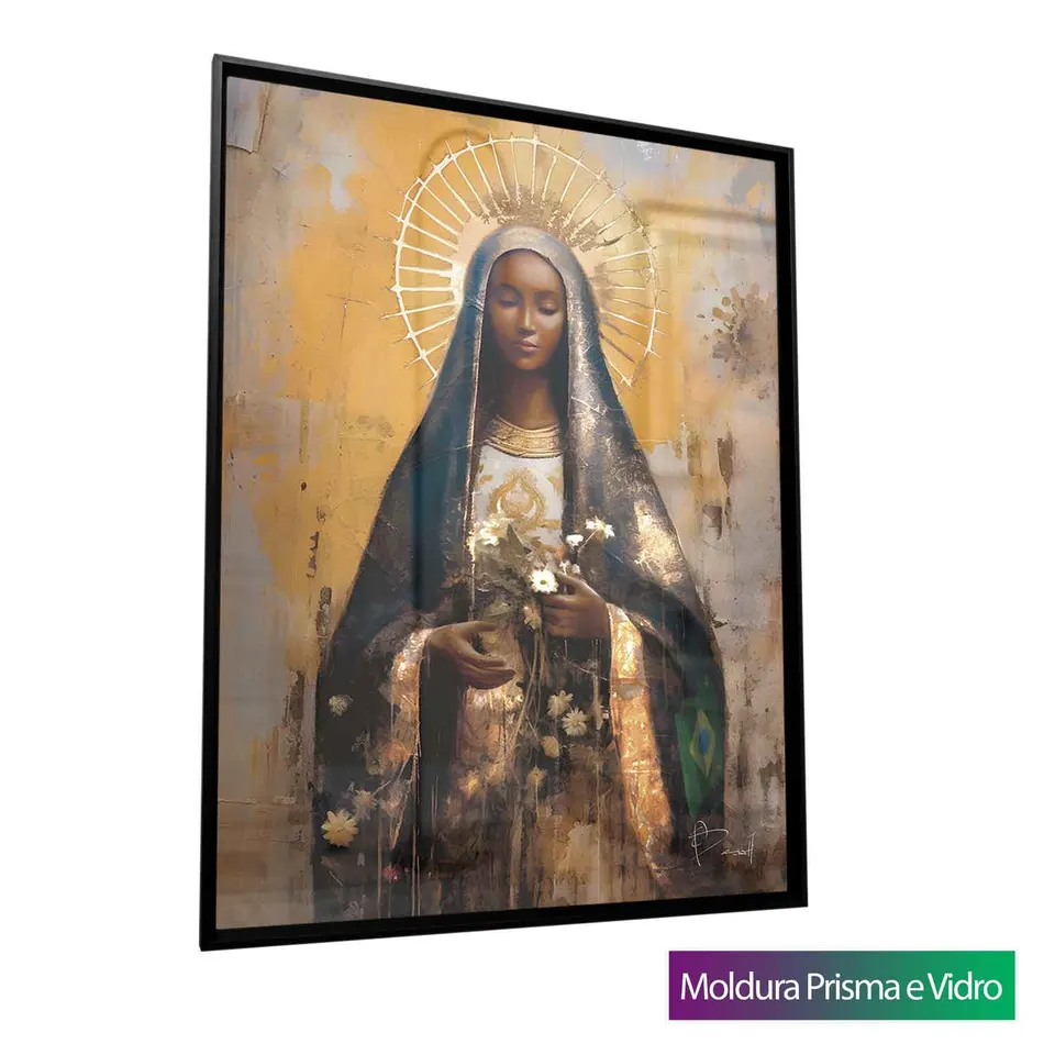 Quadro Nossa Senhora Aparecida Strati D'Arte com moldura Prisma e vidro