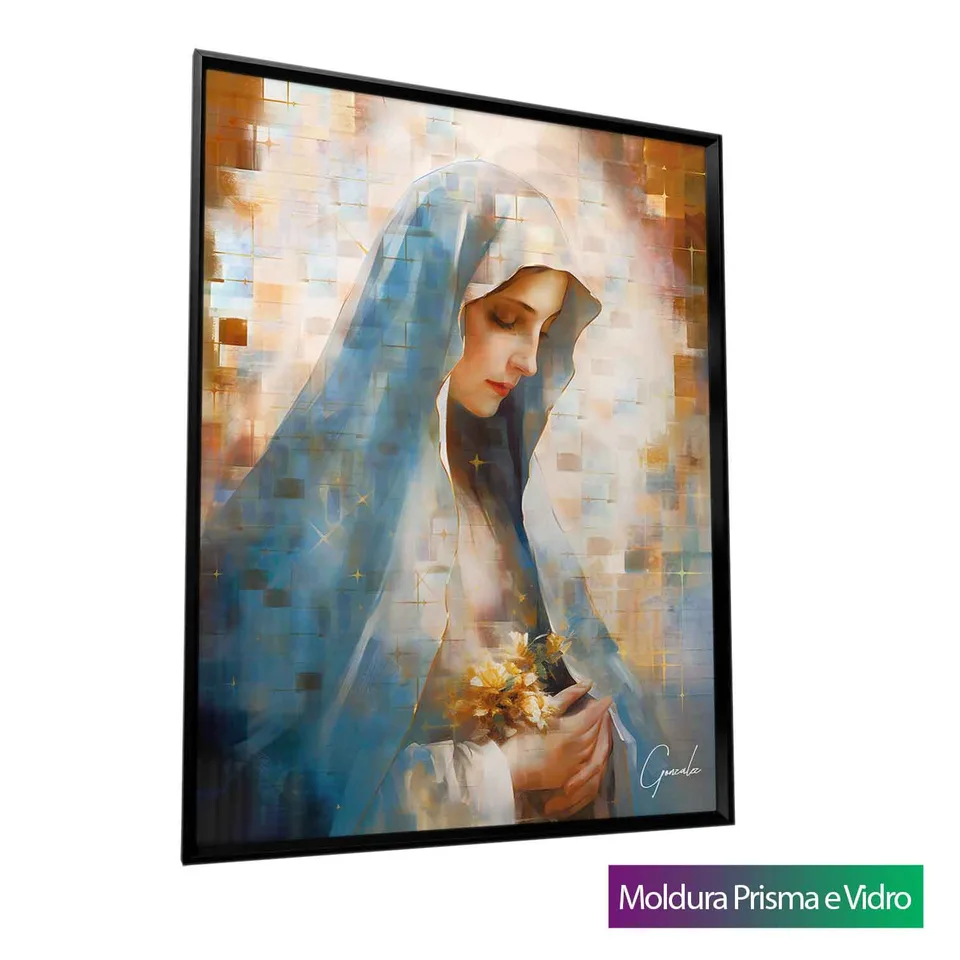 Quadro Nossa Senhora das Graças Grid Art com moldura Prisma e vidro
