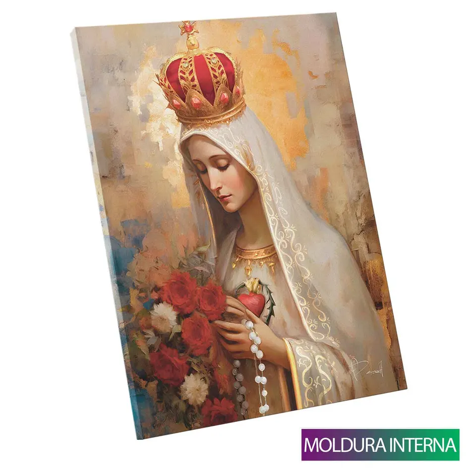 Quadro Nossa Senhora de Fátima Strati D'Arte com moldura interna