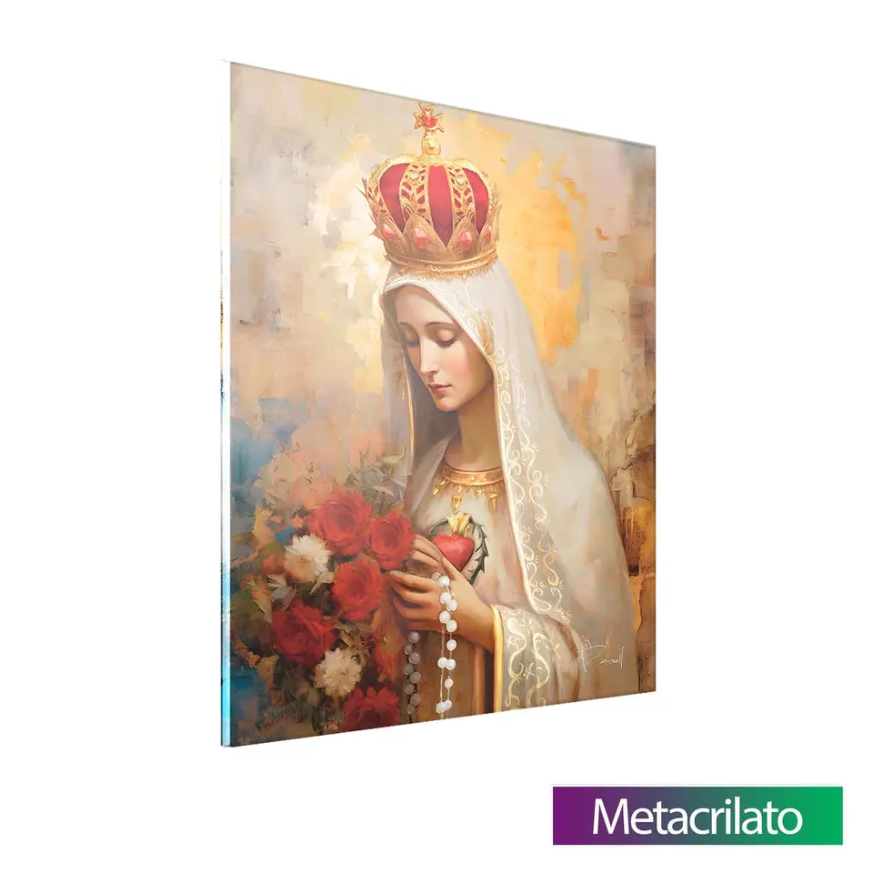 Quadro Nossa Senhora de Fátima Strati D'Arte com acabamento em metacrilato