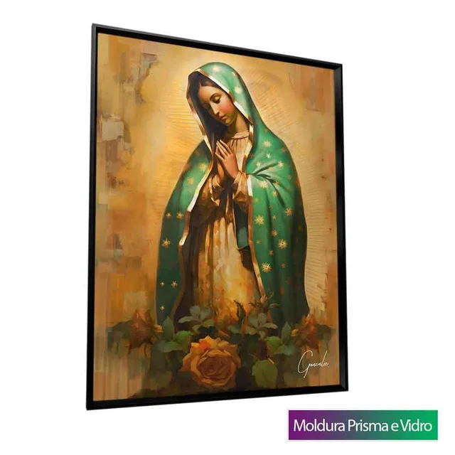 Quadro Nossa Senhora de Guadalupe Strati D'Arte com moldura Prisma e vidro