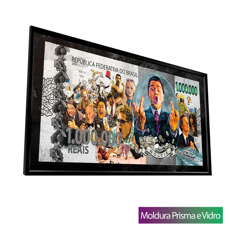 Quadro Nota de Wall Street com moldura Prisma e vidro