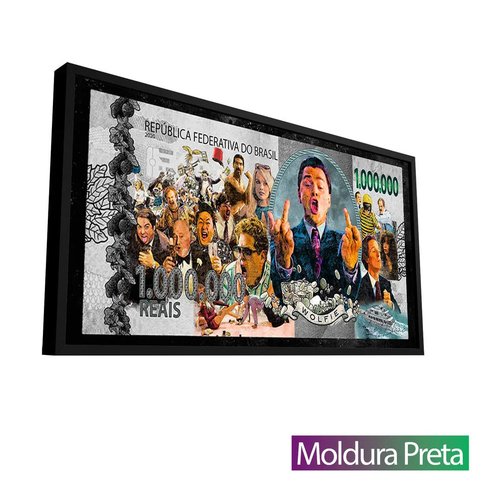 Quadro Nota de Wall Street com moldura de filete preta