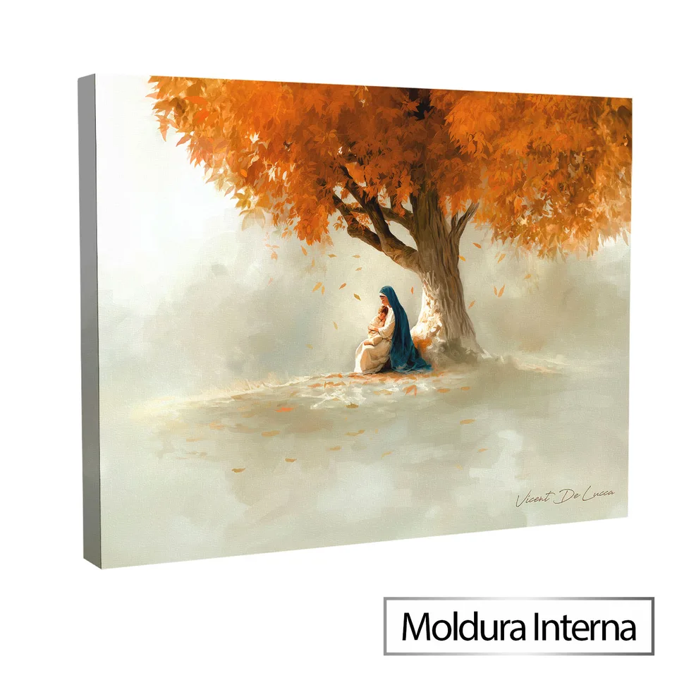 Quadro O Acolhimento de Maria - Coleção Minimalista com moldura interna