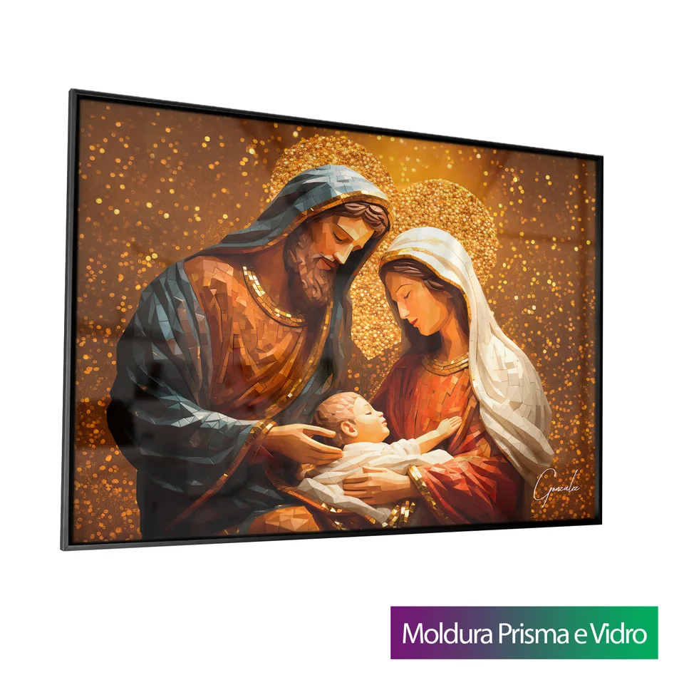 Quadro O Amor da Sagrada Família com moldura Prisma e vidro