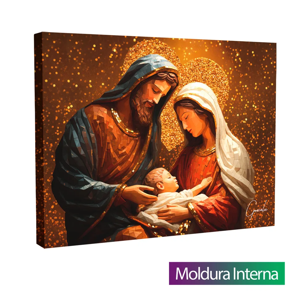 Quadro O Amor da Sagrada Família com moldura interna