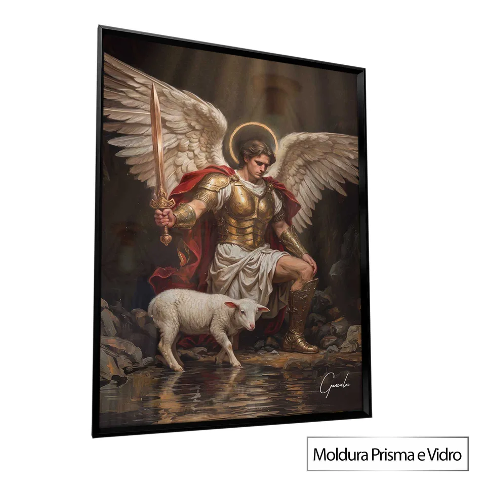 Quadro O Defensor Celestial com moldura Prisma e vidro