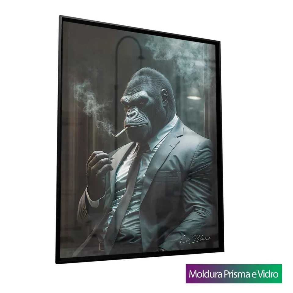 Quadro O Gorila Gângster com moldura Prisma e vidro