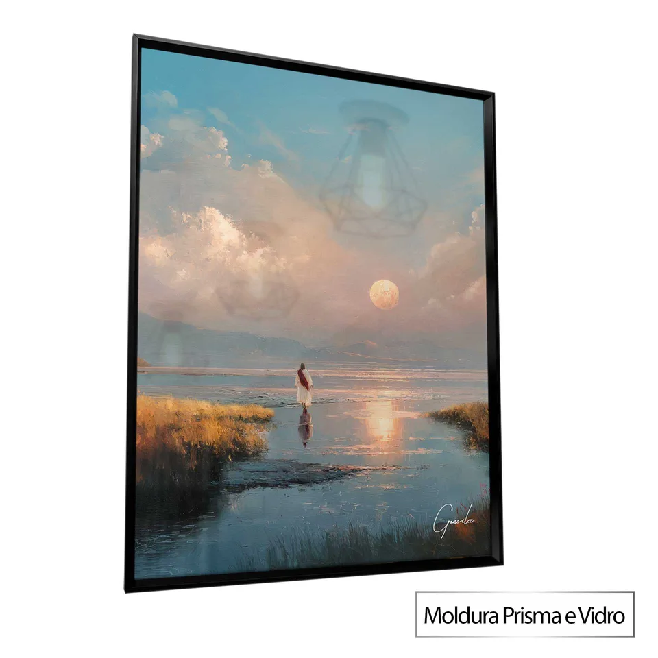 Quadro O Horizonte Infinito de Cristo com moldura Prisma e vidro