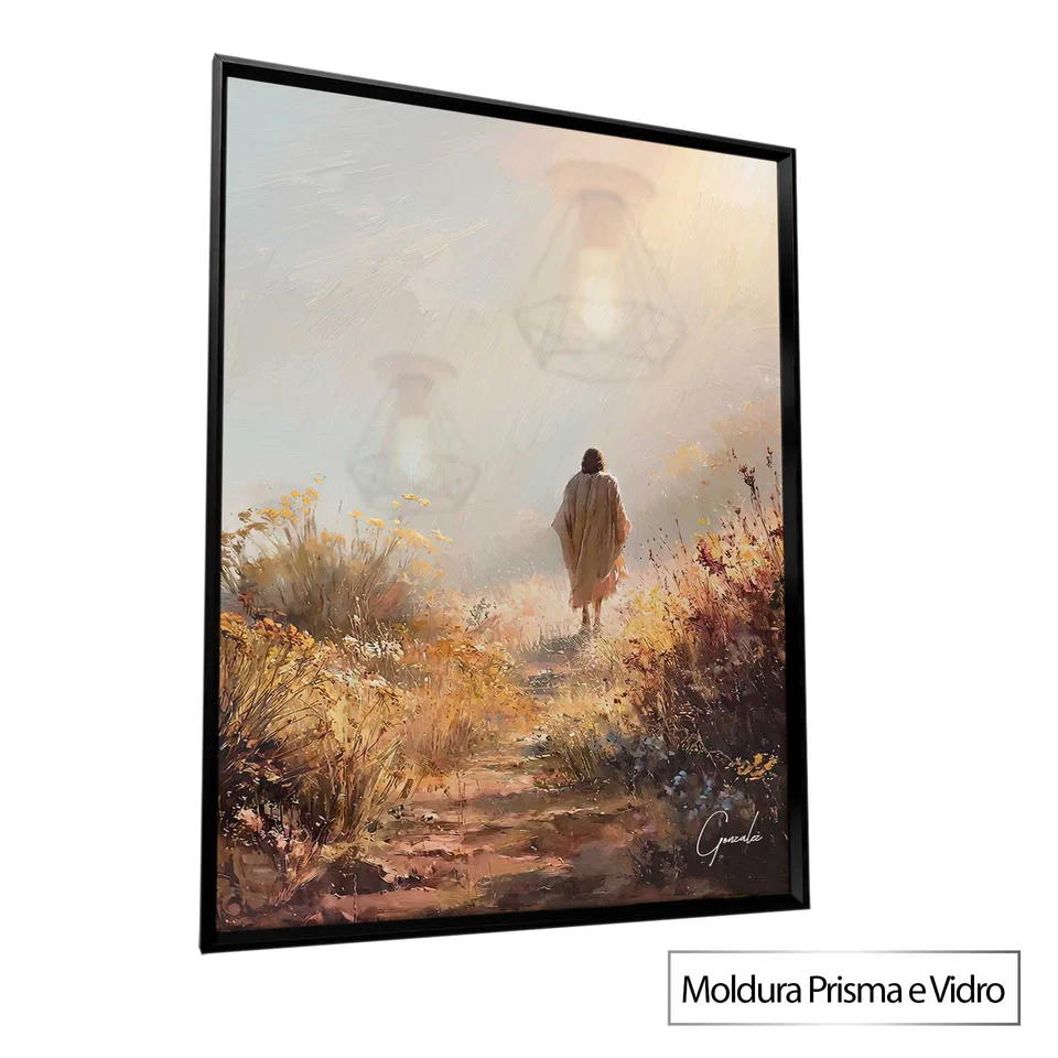 Quadro O Jardim de Cristo com moldura Prisma e vidro