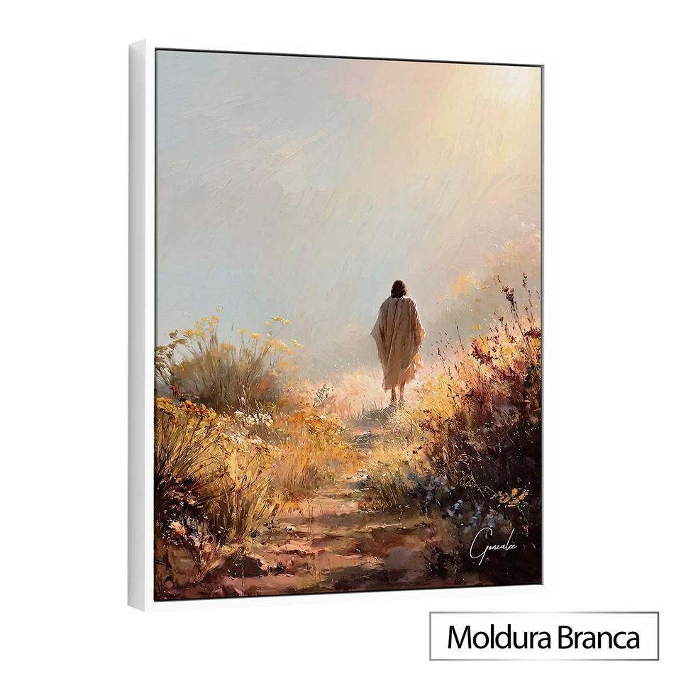 Quadro O Jardim de Cristo com moldura de filete branca