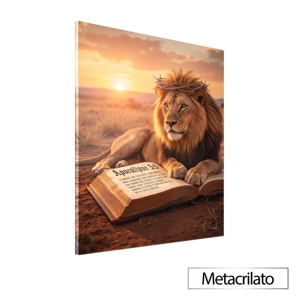 Quadro O Leão da Revelação com acabamento em metacrilato