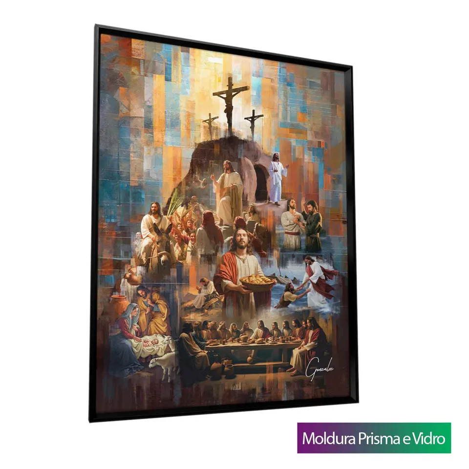 Quadro O Legado de Cristo - Monte Divino com moldura Prisma e vidro