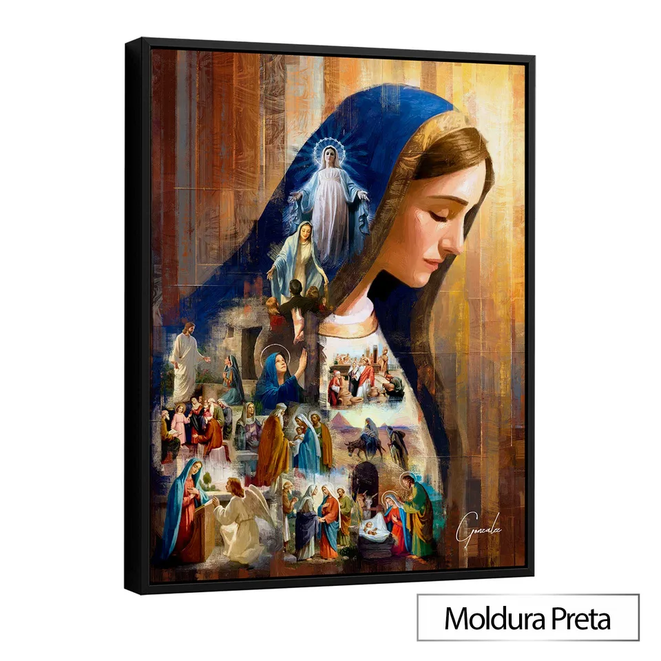 Quadro O Legado de Maria com moldura de filete preta