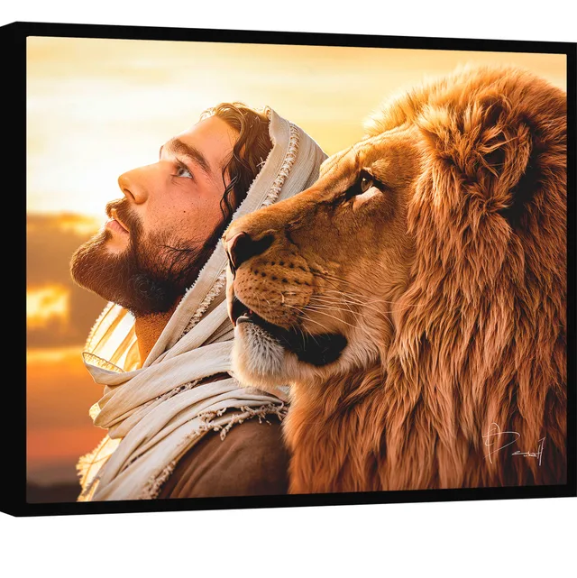 Quadro O Olhar de Jesus e do Leão