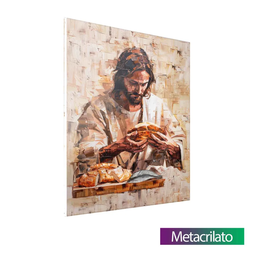 Quadro O Partilhar de Cristo com acabamento em metacrilato