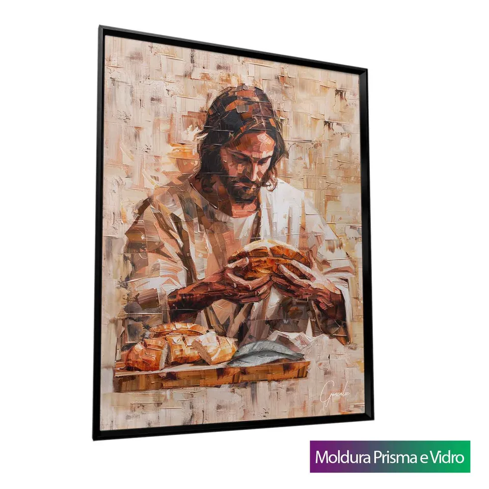 Quadro O Partilhar de Cristo com moldura Prisma e vidro