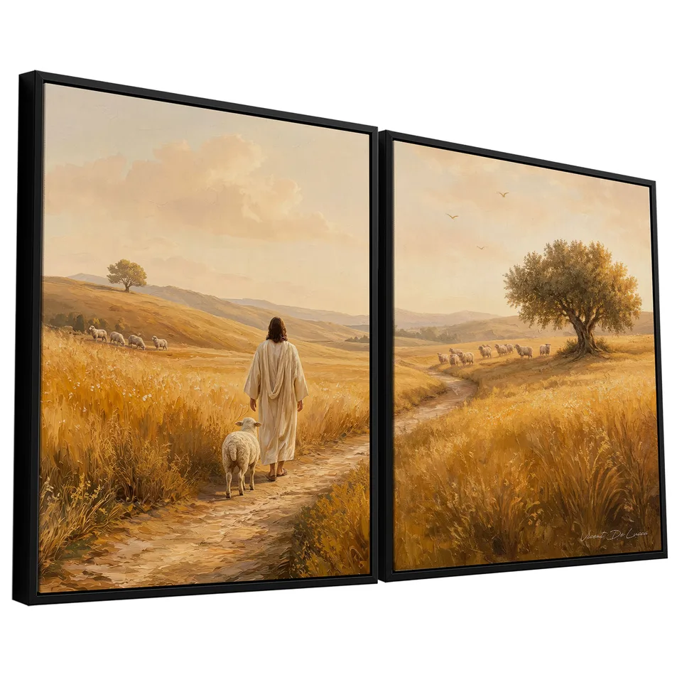 Quadro O Pastor a Caminho do Rebanho 2 Peças