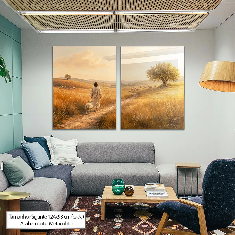 Quadro O Pastor a Caminho do Rebanho 2 Peças — foto 4