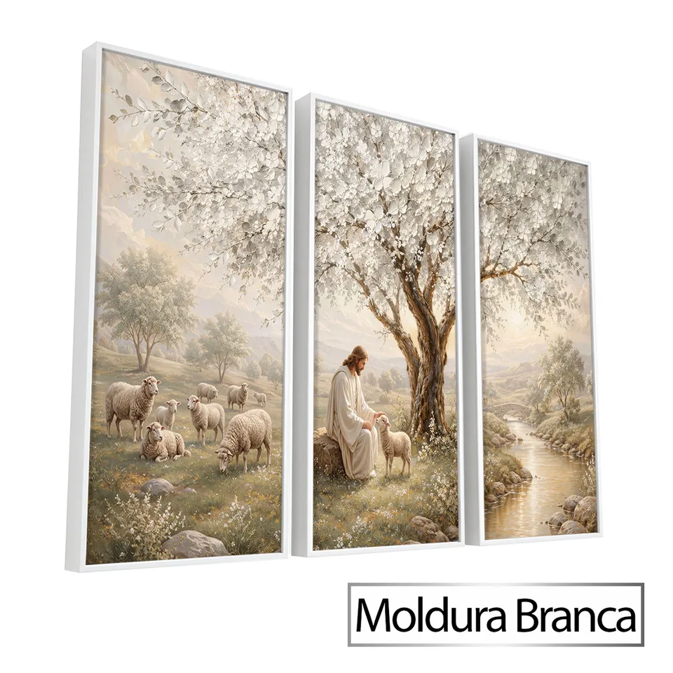 Quadro O Refúgio dos Cordeiros 3 Peças — foto 5