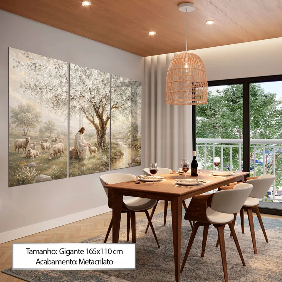 Quadro O Refúgio dos Cordeiros 3 Peças — foto 2