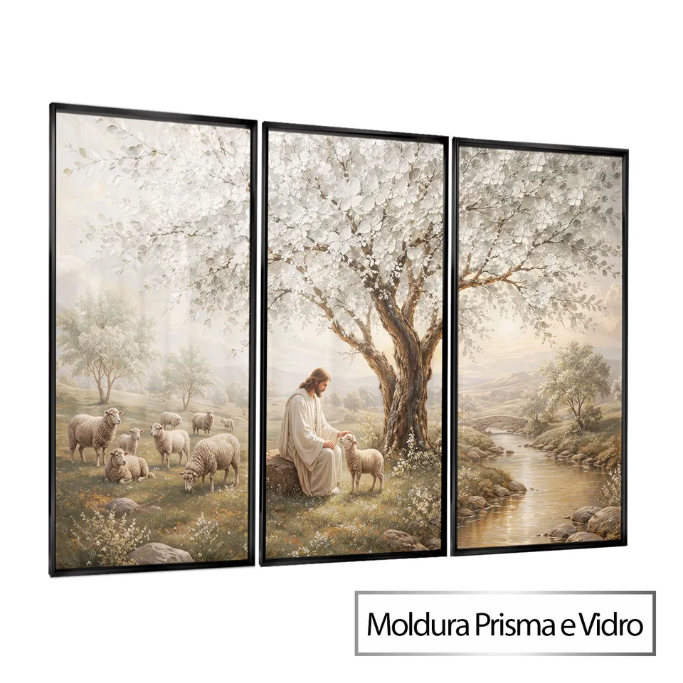 Quadro O Refúgio dos Cordeiros 3 Peças — foto 6