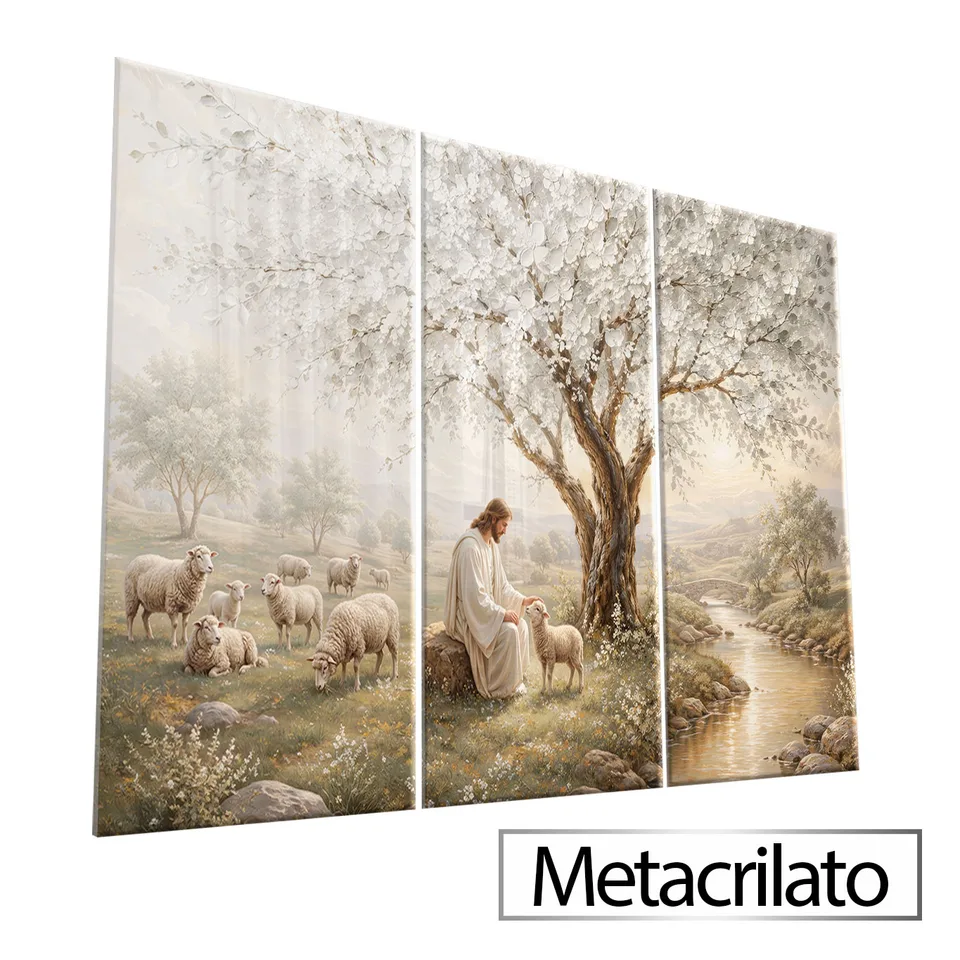 Quadro O Refúgio dos Cordeiros 3 Peças — foto 7