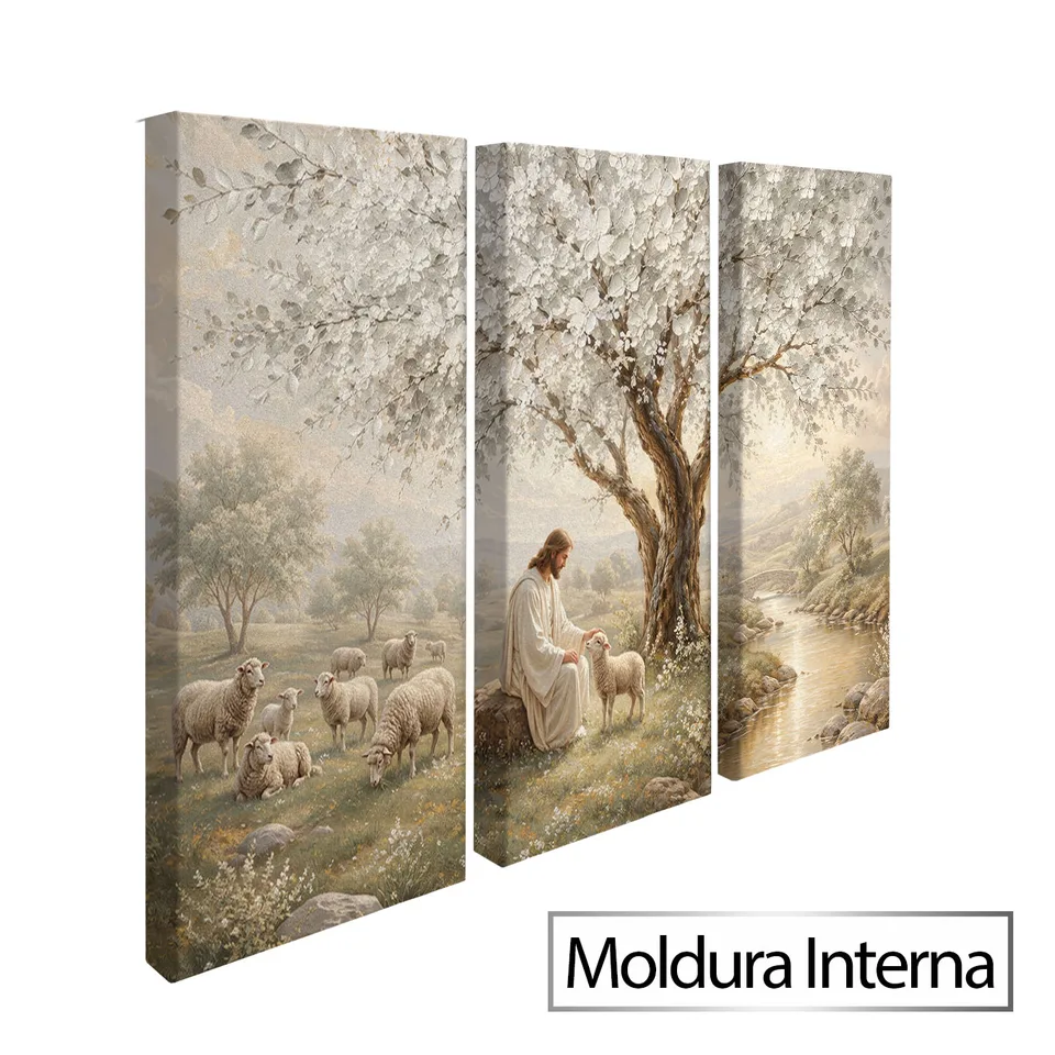 Quadro O Refúgio dos Cordeiros 3 Peças — foto 8