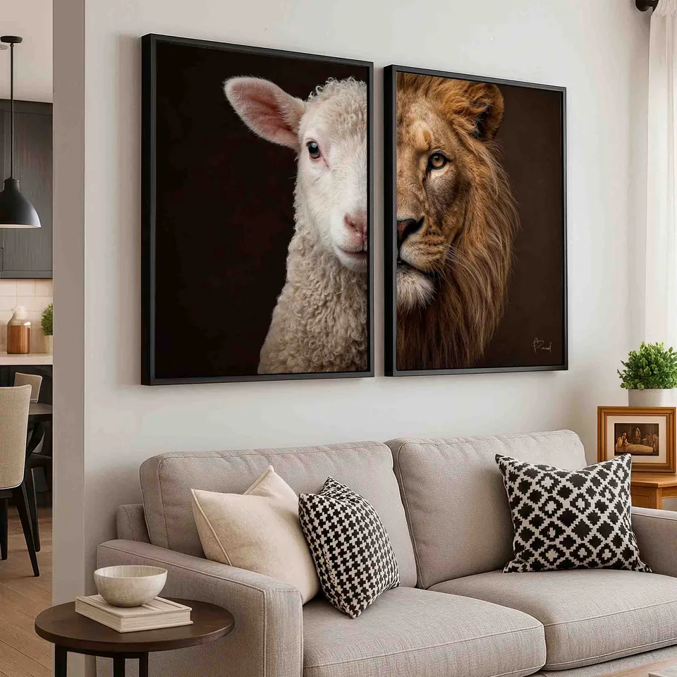 Quadro O Rei e o Cordeiro 2 Peças, de Benoit — foto 2