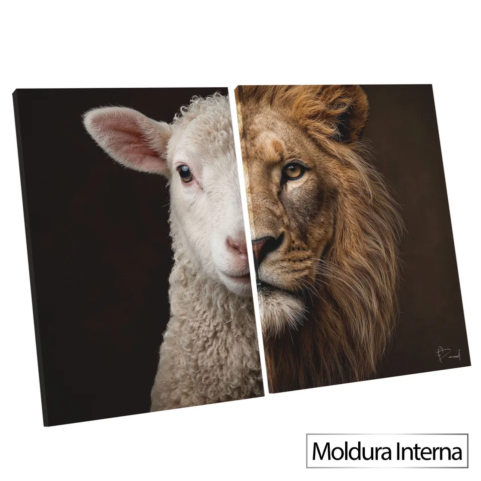 Quadro O Rei e o Cordeiro 2 Peças com moldura interna