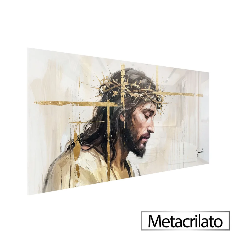 Quadro O Salvador Coroado com acabamento em metacrilato