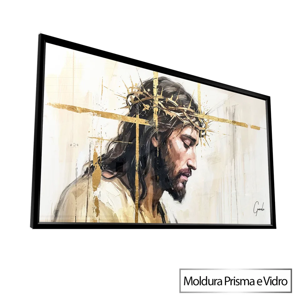 Quadro O Salvador Coroado com moldura Prisma e vidro