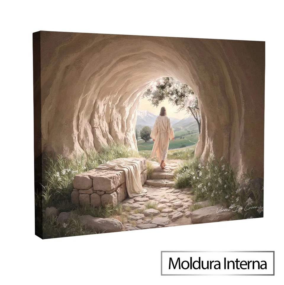 Quadro O Salvador Ressuscitado - Coleção Minimalista com moldura interna