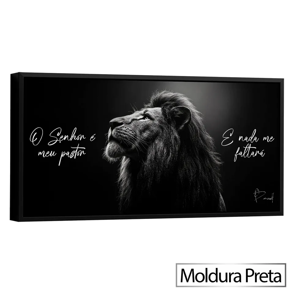 Quadro O Senhor é o Meu Pastor e Nada me Faltará com moldura de filete preta
