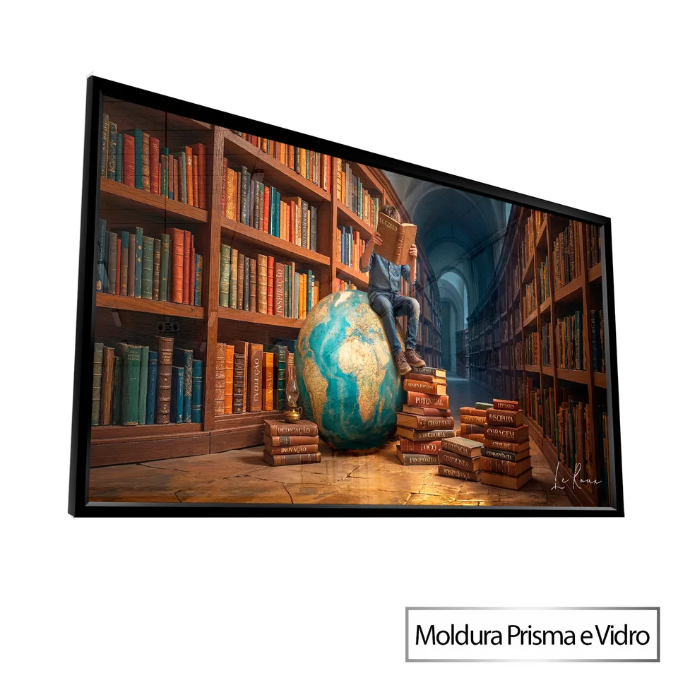 Quadro O Universo de Conhecimento com moldura Prisma e vidro