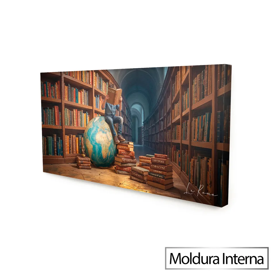 Quadro O Universo de Conhecimento com moldura interna