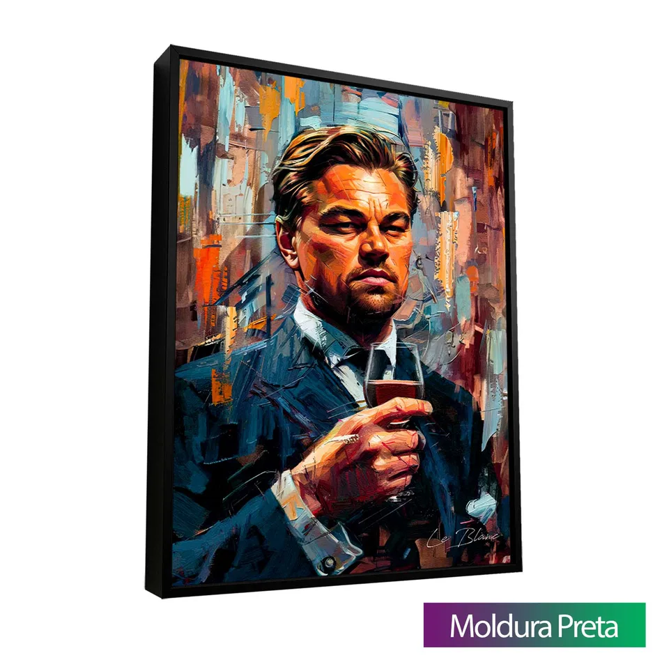 Quadro O Vitorioso Lobo de Wall Street com moldura de filete preta