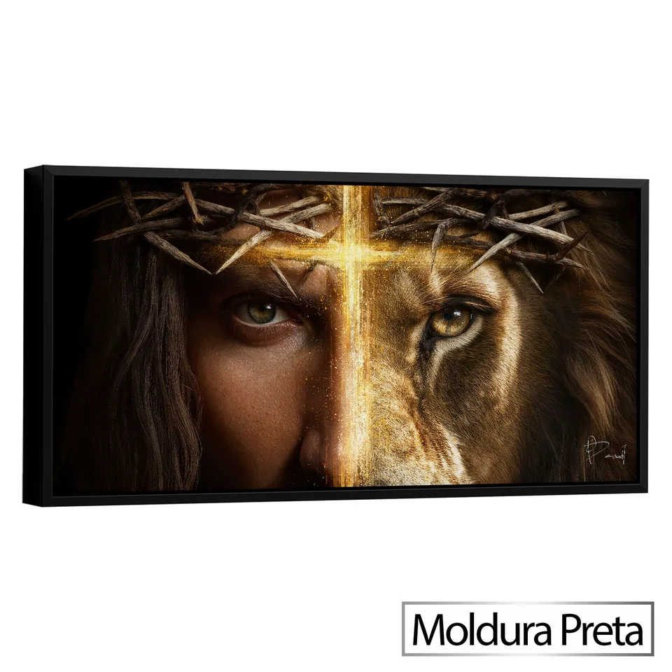 Quadro Olhares Divinos com moldura de filete preta