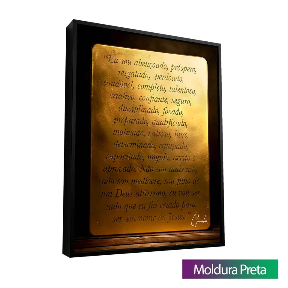 Quadro Oração Diária com moldura de filete preta