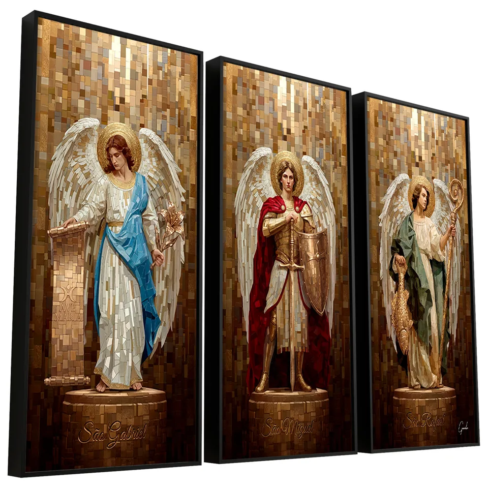 Quadro Os Arcanjos Tesselart - 3 Peças