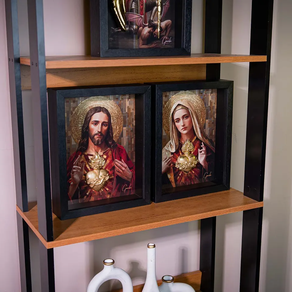 Quadro Os Sagrados Corações de Jesus e Maria 2 peças, de Gonzalez — foto 2