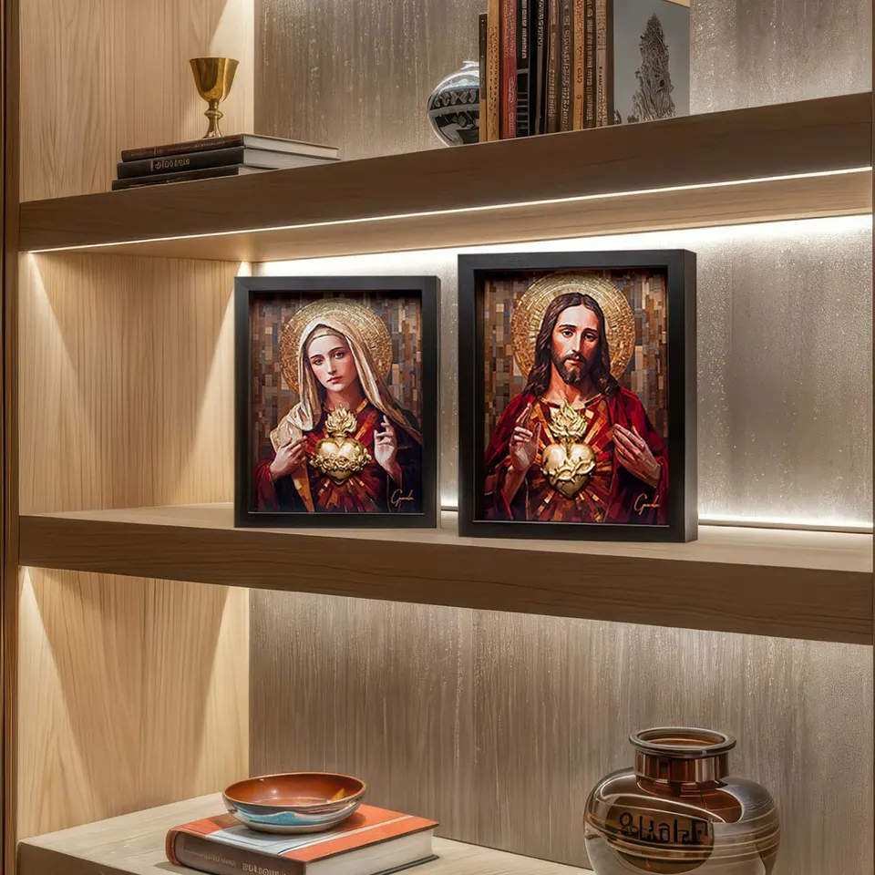 Quadro Os Sagrados Corações de Jesus e Maria 2 peças, de Gonzalez — foto 4