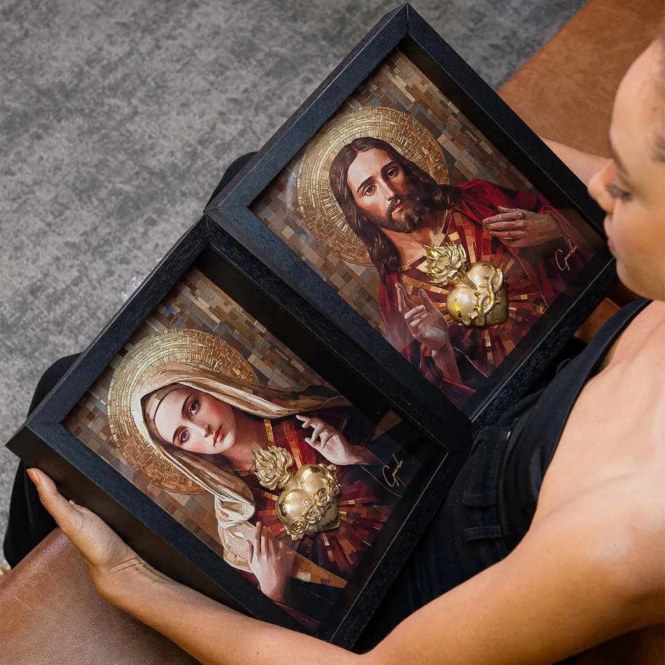 Quadro Os Sagrados Corações de Jesus e Maria 2 peças, de Gonzalez — foto 6