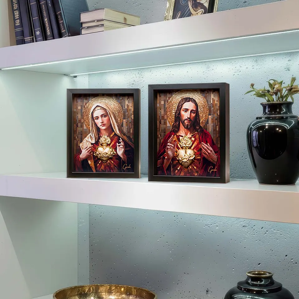 Quadro Os Sagrados Corações de Jesus e Maria 2 peças, de Gonzalez — foto 7