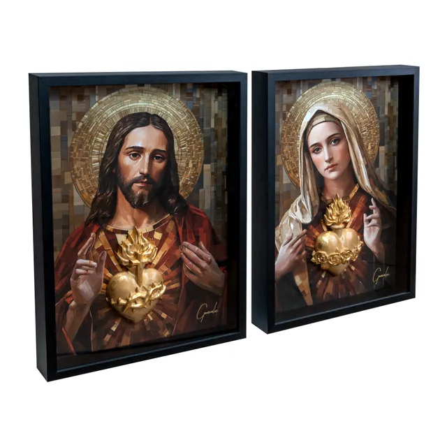 Os Sagrados Corações de Jesus e Maria 2 peças - Médio