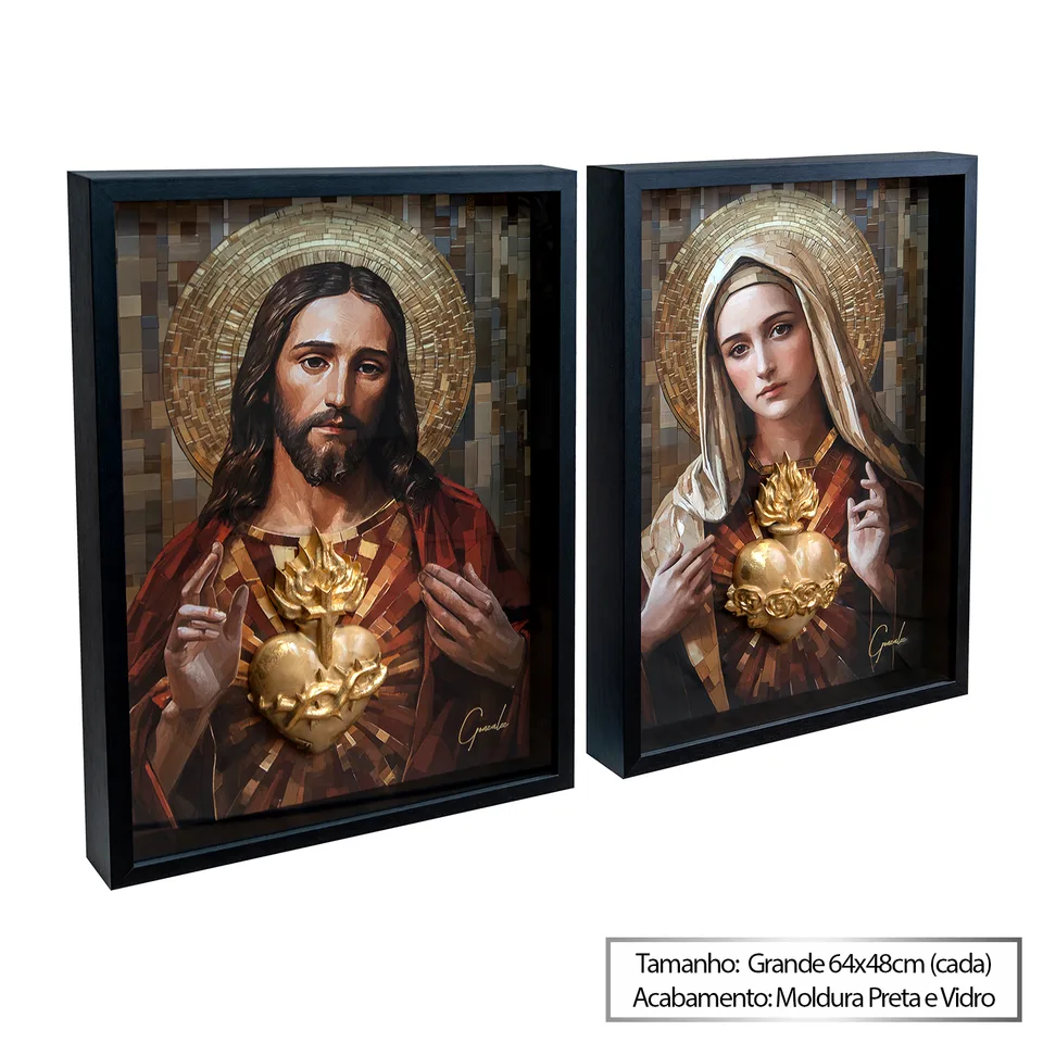Os Sagrados Corações de Jesus e Maria 2 peças - Médio — foto 7