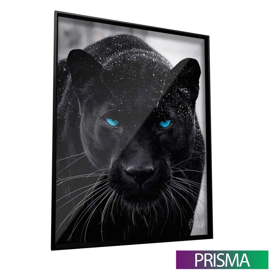 Quadro Pantera na Neve com moldura Prisma e vidro