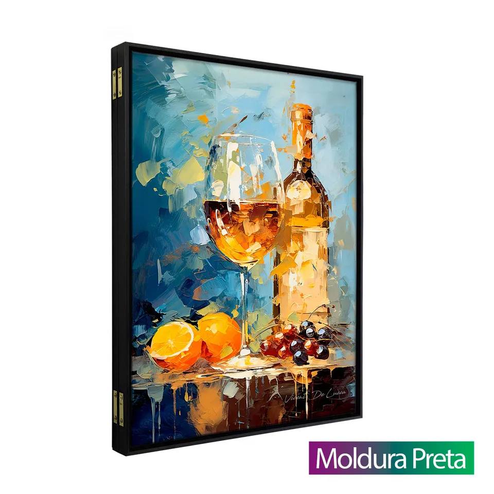 Quadro Para Esconder Caixa de Luz - Vinho Branco com moldura de filete preta